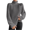 thumbnail image 1 of Yuyuzo Womens Winter Fall Sweater Solid Color Turtleneck Cable Knit Long Sleeve Sweaters Pullover Tops, 1 of 6