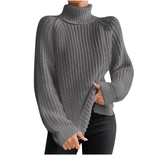 Yuyuzo Womens Winter Fall Sweater Solid Color Turtleneck Cable Knit Long Sleeve Sweaters Pullover Tops