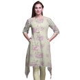 thumbnail image 1 of Bimba White Rose & Ranunculus Floral Printed Tops For Women Asymmetric Kurti Summer Dress For Girls XSmall, 1 of 6