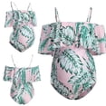 thumbnail image 4 of Neinkie Maternity Swimsuit One Piece Pregnancy Swimwear Bathing Suit Halter Ruffled Maternity Bikini Monokini, 4 of 8