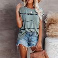 thumbnail image 1 of CHGBMOK Corset Grande Taille pour Femmes Mode Décontractée Ample Imprimé Col Rond Manches Courtes T-Shirt Blouse Rayée Été Plage en Solde, 1 of 5