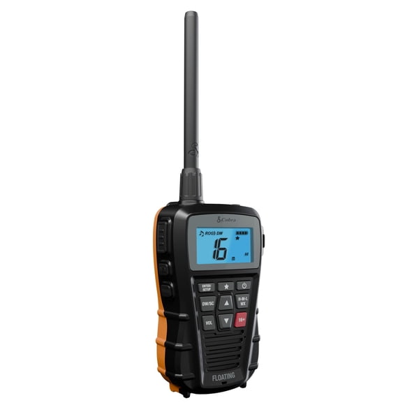 Cobra BlueBound 150 VHF Radio Marine Portative - Noir - 3 Watts, Flottante, Longue Portée, Alertes Météo NOAA, Fonctionnalité Internationale, IPX7 Waterpro