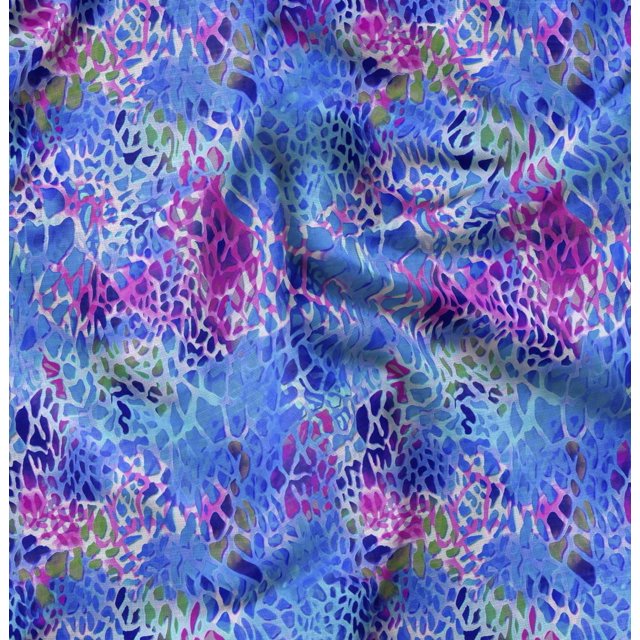 Soimoi Blue polyester Crepe Fabric Leopard Animal Skin Print Fabric by the Yard 42 Inch Wide
