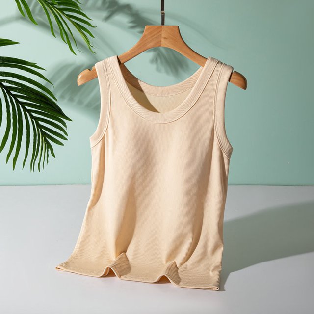 UPPADA Womens Crewneck Tank Tops Summer Sleeveless Scoop Neck Tees Solid Color Basic Slim Fitted Cami Shirts Womens Tank Tops Camisole Top Built In Bra Adjustable Straps,Early