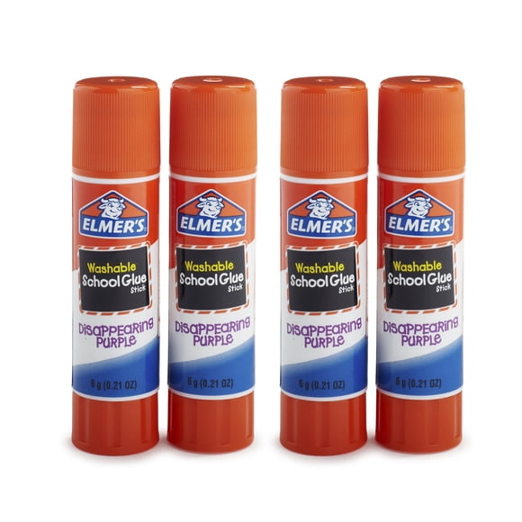 Elmer's Bâtonnets de Colle Lavables Violet Disparaissant, 0,21 Once, Lot de 4