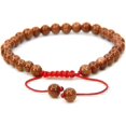 thumbnail image 1 of Natural Golden Sandstone Gemstone 6mm Round Beads Adjustable Bracelet 7" Unisex, 1 of 2
