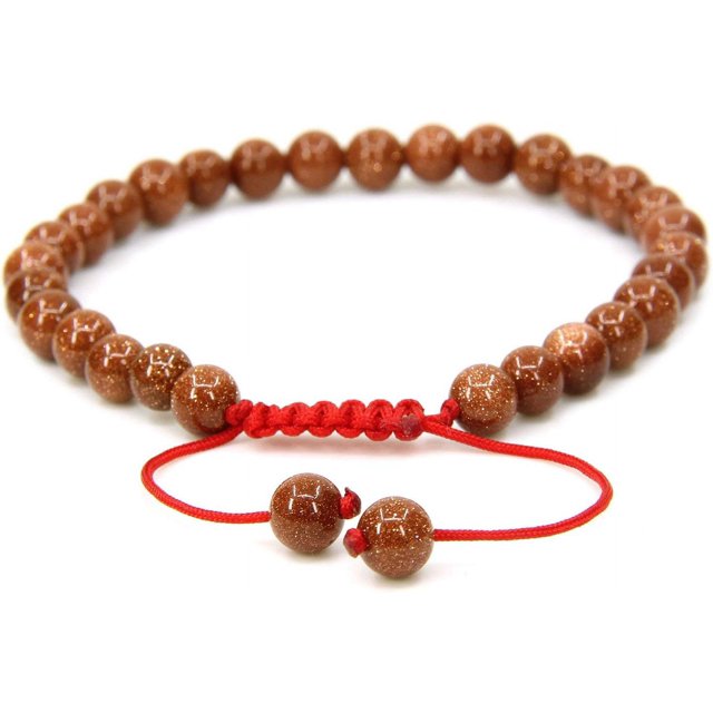 Natural Golden Sandstone Gemstone 6mm Round Beads Adjustable Bracelet 7" Unisex