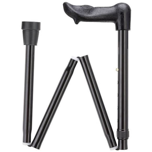 Unisex Molded Palm Grip Folding Adjustable Aluminum Folding Walking Cane - 33" to 37" (Left Hand Grip, Black)