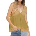 thumbnail image 1 of Timegard Summer Tank Top for Women Deep V Neck Ruffle Ruched Tunic Top Dressy Causal Loose Beach Travel, 1 of 6