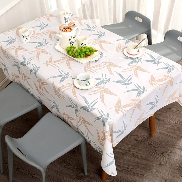 Zanvin tablecloths, waterproof and oil-proof tablecloth for kitchen and dining table. Features a decorative design with printed patterns in soft tones, suitable for breakfast, lunch, and dinner. Made of durable PVC material with fringe edges, wrinkle-resistant and easy to clean. Measures 90cm x 137cm, ideal for various table types including dining tables and outdoor patio tables. Also suitable as a thoughtful gift for family occasions like Christmas or graduation.