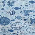 thumbnail image 1 of oneOone Polyester Spandex Blue Fabric Asian Block Fish Fabric For Sewing Printed Craft Fabric By The Yard 56 Inch Wide, 1 of 4