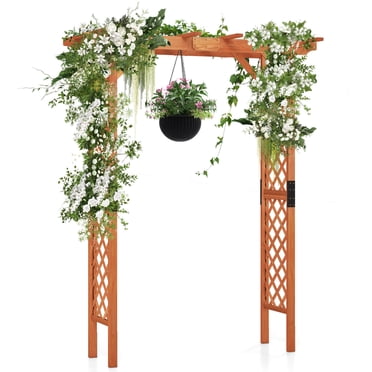 Costway Tonnelle de Jardin en Bois de Plus de 7 Pi de Hauteur, Arche, Treillis, Pergola, Terrasse Extérieure, Plante