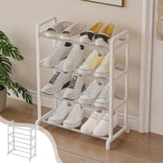 ZZkhGO Shoe Rack Organizer, Four Tier Plastic Shoe Rack, 4 Tier Shoe Storage for Entryway Bedroom Closet