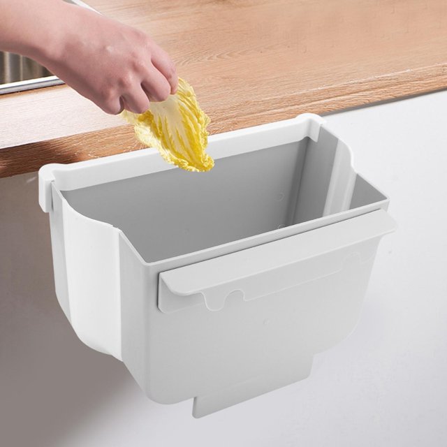 25x15x18cm Trash Can Rubbish Bin Folding Waste Container Hanging Kitchen