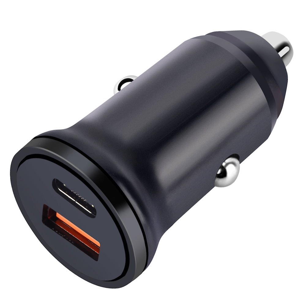 Dual USB PD Fast Car Charger Adapter, USB-C (Type-C) and USB-A QC3.0 Quick Charge 3.0 Mini Fast Charging Car Adapter for Galaxy S22 S21 Ultra S20 S
