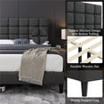 thumbnail image 4 of Yaheetech Modern Upholstered Platform Bed with Square Tufted Headboard, Full, Dark Gray, 4 of 7