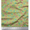 thumbnail image 1 of Soimoi Green Poly Georgette Fabric Bow & Stripe Print Sewing Fabric Yard 52 Inch Wide, 1 of 5