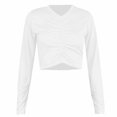 thumbnail image 1 of CEHVOM T-Shirt Court Décontracté pour Femmes, Printemps Automne, à Manches Longues, Col Rond, Imprimé Patchwork, Liquidation, 1 of 3