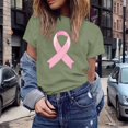 thumbnail image 1 of UANWENN T-Shirts Décontractés pour Femmes avec Imprimé Ruban de Sensibilisation au Cancer, Manches Courtes, Col Rond, Style de Base pour le Quotidien, Hauts pour Femmes à Manches Courtes, Chandail Léger Décontracté pour Femmes, Haltérophilie, Long, 1 of 4