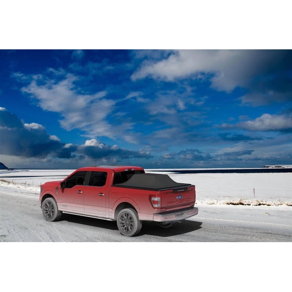 Convient pour Ford F-150 Sawtooth 2015-2020 Couverture TF1135-01 Extensible; Crochet et Boucle Enroulables Doux; Non Verrouillable; Noir Mat; Composite Textile; Extensible