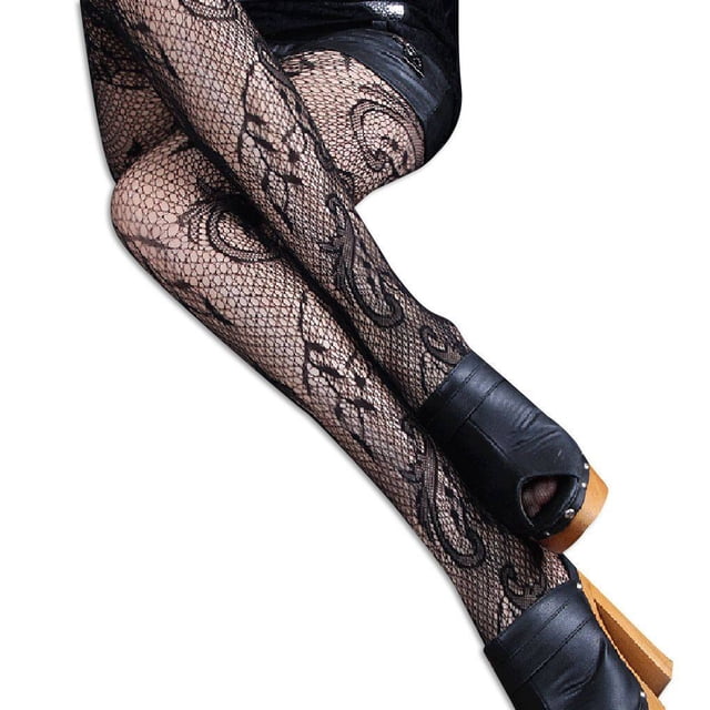 Bas en Maille à Motif Floral pour Femmes, Dentelle Ajourée, Collants, Bas, Panty, Collants, Bas