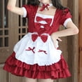 thumbnail image 2 of Babysbule Robe pour Femme 2024 Été Robe de Soubrette Française Tenue d'Uniforme de Soubrette Pure Manches Courtes Encolure Carrée Robe à Nœud, 2 of 4