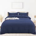 thumbnail image 1 of PiccoCasa 3 Pieces Microfiber Soft Breathable Duvet Cover Set Navy Blue King, 1 of 7