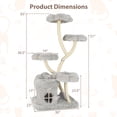 thumbnail image 3 of Gymax Freestanding Cat Tower Tall Cat Tree w/ four Flower-shaped Platforms Cat Condo Gray, 3 of 10