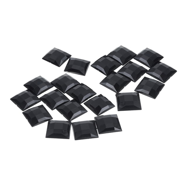 Unique Bargains Acrylic Flat Back Rhinestones Square Artificial Gemstone for Crafts Face Painting Jewelry Making Black