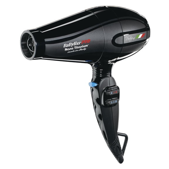 BabylissPRO Nano Titanium Portofino Professional Hair Dryer, Ionic 1875‑Watt Italian AC Motor, Black, 1 Pk