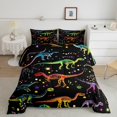 thumbnail image 1 of Erosebridal Dinosaur Skeleton Bedding Sets King with Comforter, Neon Colorful Duvet Insert, Cartoon Dots Decor, Reversible, 1 of 8