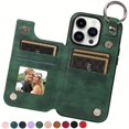 thumbnail image 1 of Premium iPhone 15/14/13/12/11 Pro Max Wallet Case - Ring Buckle Design, Multi-Card Slots, Faux Leather, Double Magnetic Closure, Shockproof Kickstand Cover with Anti-Slip Grip, 1 of 5