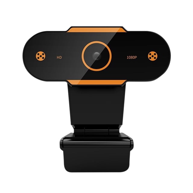 Rbaofujie Caméra Externe USB HD 1080P avec Microphone avec design Noir et orange, Objectif Grand-Angle et base Ajustable. Cette Caméra Web USB Est Idéale pour les Vidéoconférences HD, la Diffusion en Direct et les Cours en Ligne. Compatibilité Plug-and-play avec Plusieurs Systèmes d'Exploitation.