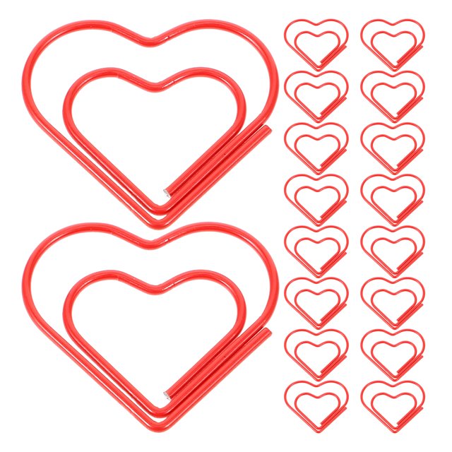 MasteelfCA 100 Pcs Trombones Cœur d'Amour en Papier Rouge, en Métal avec une surface Lisse et Résistante à la Corrosion. Ces Trombones en Forme de Cœur 3 x 3 cm Sont Conçus pour la Maison, l'École Ou le Bureau pour Tenir en Toute Sécurité des Papiers, des Dossiers Ou des documents. Leur Conception Antidérapante et Compacte Empêche les Accrocs et les Marques sur les Papiers, Tandis Que la Forme Décorative en Cœur Ajoute une Touche Attrayante. Comprend 100 Trombones en Papier.