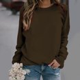 thumbnail image 2 of Yuyuzo 2025 Automne Chandail Sport Uni pour Femme Décontracté Ample à Col Rond Raglan à Manches Longues Chandail Tunique Hauts Brun A1, 2 of 5