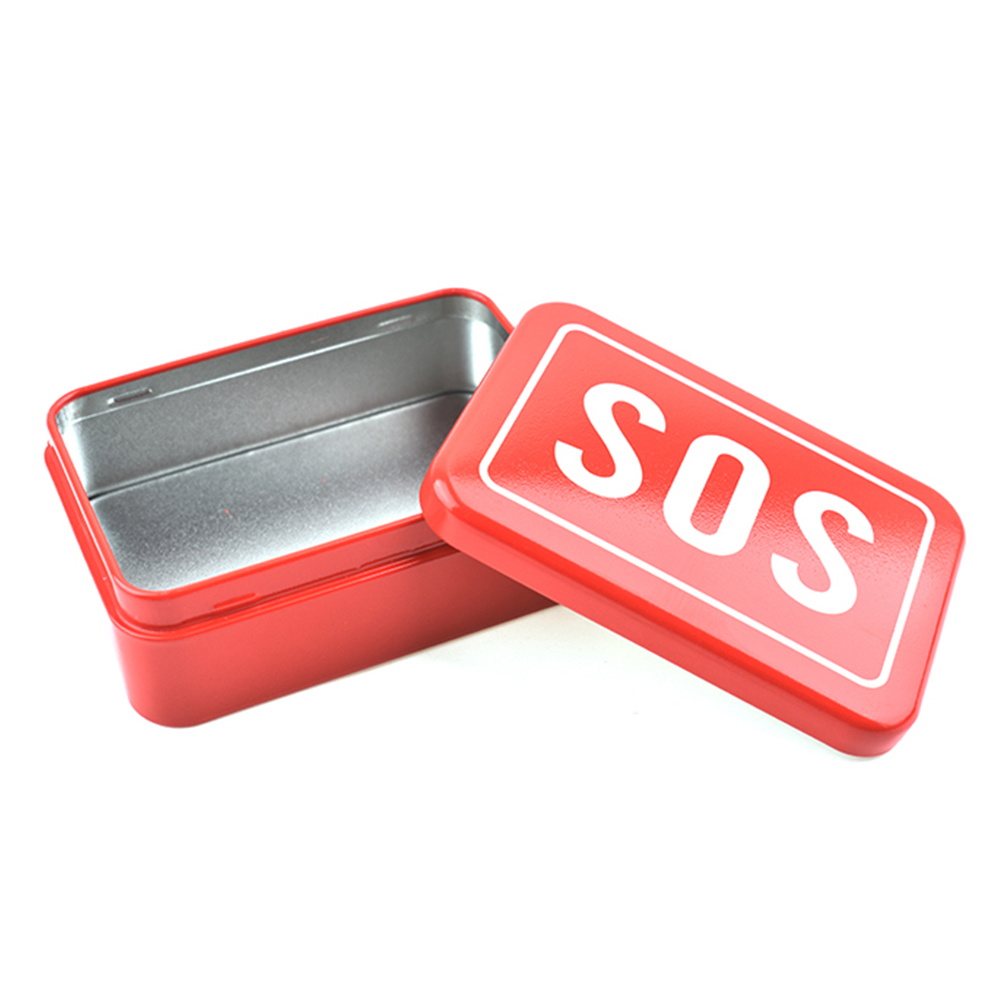 Portable SOS Tin Medicine Pill Storage Case Lid Container For Outdoor Survival Gear Kits Set First Aid Pill Box First-aid Kit
