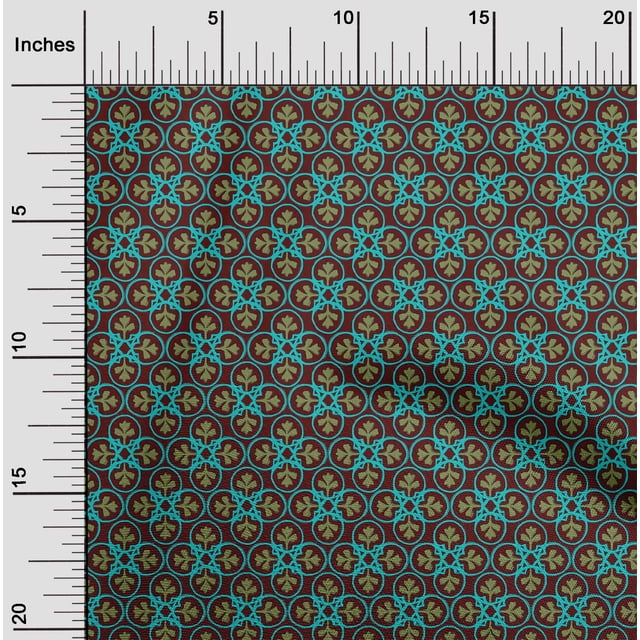 oneOone Silk Tabby Fabric Floral Block Print Fabric By The Yard 42 Inch Wide