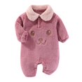 thumbnail image 1 of AherBiu Baby Girls Boy Clothes Fleece Rompers Newborn Infant Jumpsuits Long Sleeve Lapel Collar Flannel Bodysuits Solid Color, 1 of 2
