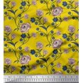 thumbnail image 1 of Soimoi Tissu en Voile de Coton Feuilles & Roses Imprimé Floral 1 Yard 42 Pouces de Large, 1 of 3