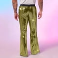 thumbnail image 5 of Men Solid Casual Slack And Tight Waist Stage Performance Sequined Pants Nightclub Style Flared Pants, 5 of 5