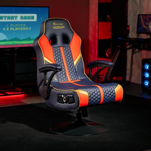 Chaise de jeu sur pied sans fil Adrenaline 2.1 avec vibrations, rouge, bleu, or