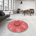 thumbnail image 4 of Ahgly Company Machine Washable Indoor Round Transitional Red Area Rugs, 3' Round, 4 of 7