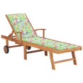 thumbnail image 1 of vidaXL Sun Lounger with Leaf Pattern Cushion Solid Teak Wood, 1 of 5