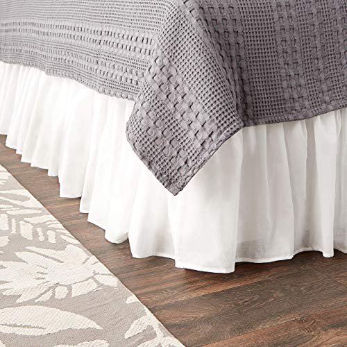 Greenland Home Fashions Cotton Voile Bed Skirt 15-Inch, Full, White