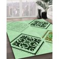 thumbnail image 3 of Ahgly Tapis Rond Lavable en Machine Intérieur Transitionnel Vert, 3 Pieds Rond, 3 of 7