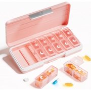 AM PM Pill Organizer Times A Day Day Pill Box Weekly Pill Organizer Travel with Separate Container Portable Daily Medicine Planner Dispenser Case for Vitamin Fish Oils Supplements