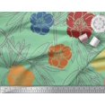 thumbnail image 2 of Soimoi Green Poly Georgette Fabric Leaves & Floral Hand Drawn Fabric Prints By Yard 42 Inch Wide, 2 of 3