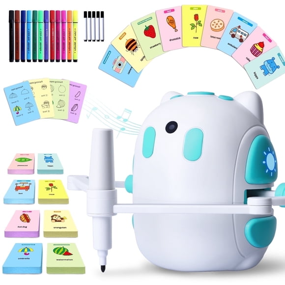 Sumsoltic Robot de Dessin pour Enfants 150 Cartes Éducatives Robot de Dessin Intelligent Voix Partenaire Interactif Jouet de Peinture Montessori pour Garçons et Filles de 3 à 8 Ans Parfait pour Anniversaires Noël et Apprentissage Amusant