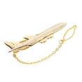 thumbnail image 2 of Men Tie Clip Golden Airplane Chain Styling Lapel Pin Detachable Design Practical Tie Tack Commuting Wear Accessory, 2 of 8