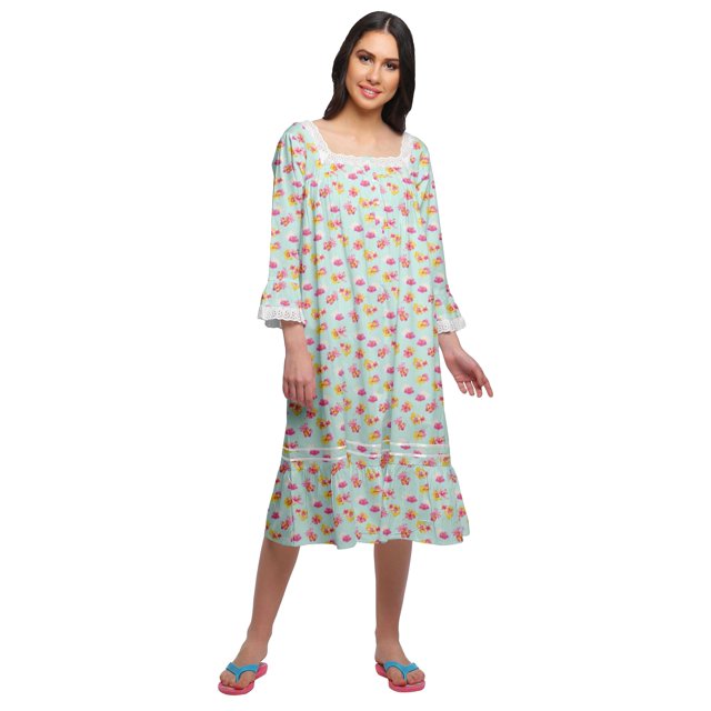 Moomaya Chemise de Nuit Évasée en Coton pour Femmes